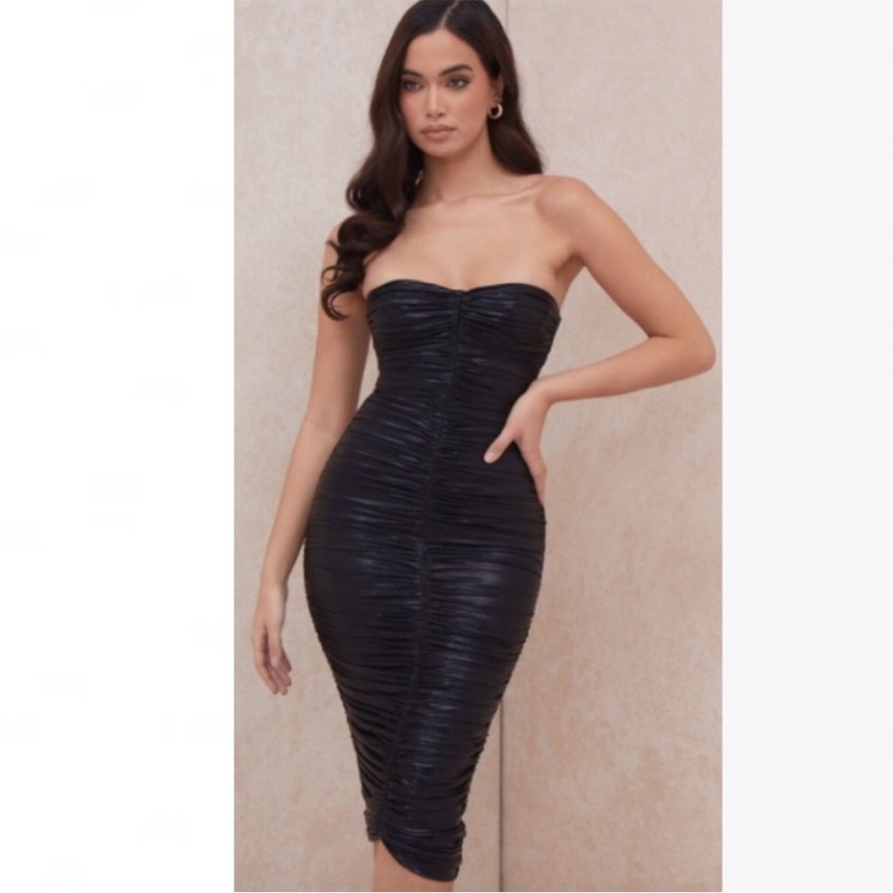 House of CB Marli Black Strapless Ruched Dress